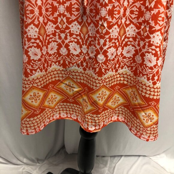 Sanctuary Blouse Womens Size Medium Orange Floral Short Sleeve Lightweight Top - Picture 3 of 7